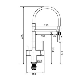 Смеситель для кухни Gappo G4397-80 с подключением фильтра питьевой воды и гибким изливом хром/чёрный