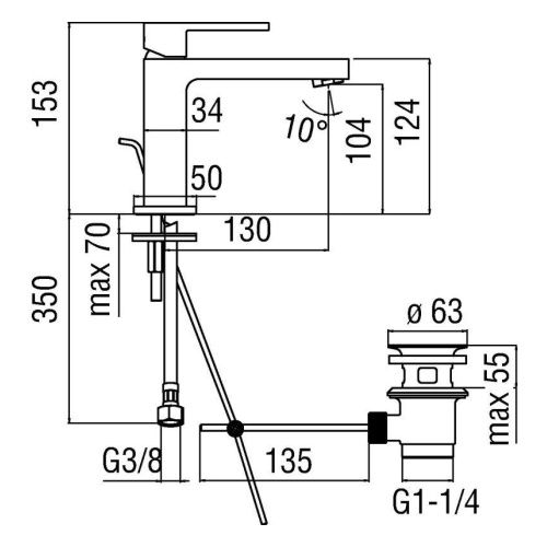 Смеситель Nobili Up UP94118/1CR для раковины
