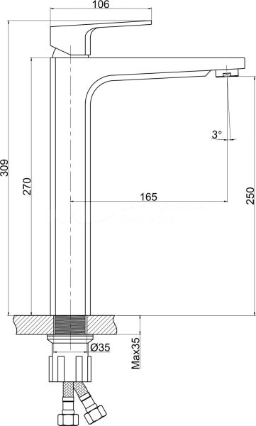 Смеситель Cersanit для раковины высокий WISLA однорычажный