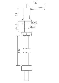 Встраиваемый дозатор для кухонной мойки Splenka S710.02.06 с удлинительной трубкой 100мл чёрный