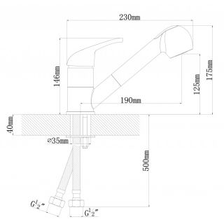 Смеситель для кухни Dr. Gans Соната с выдвижным изливом дюна