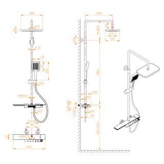 Душевая стойка RGW SP-34Gr 51140134-11 с термостатом серый