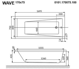 Гидромассажная ванна Whitecross Wave 0101.170075.100.SOFT.BR 170x75см Soft бронза