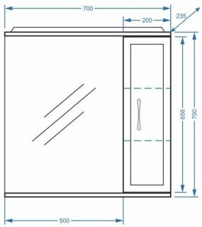 Зеркало-шкаф с подсветкой Stella Polar Концепт 70см правый белый SP-00000127