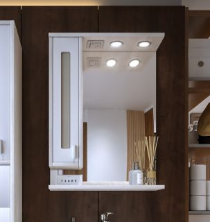 Зеркальный шкаф с подсветкой Бриклаер Бали 4627125411991 левый 62 см лиственница/белый