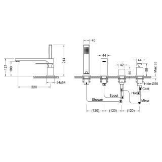 Смеситель на борт ванны Timo Torne золото матовое 4330/17Y