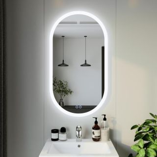 Зеркало с подсветкой Бриклаер Вега 4627125415715 с голосовым управлением и подогревом 55 см сенсор на зеркале