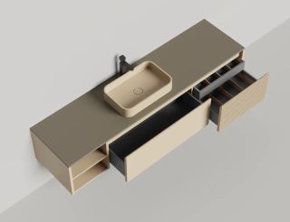 Подвесная тумба Salini Domino 27D120A 200см эмаль с открытой полкой