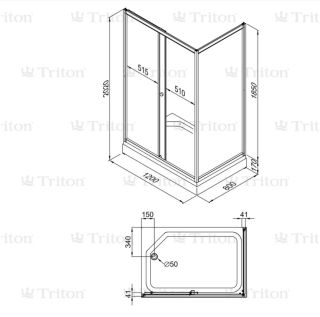 Душевой уголок Triton Фьюжн Щ0000038524 120x80 см профиль белый стекло с узором