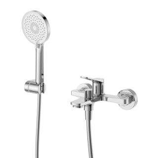 Смеситель для ванны и душа в комплекте с ручным душем, шлангом и держателем BelBagno UNIQUE-VASM-CRM