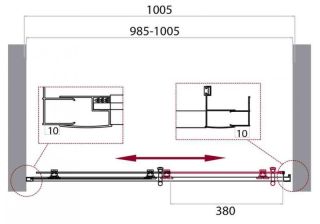 Душевая дверь, хром BelBagno UNO-195-BF-1-100-C-Cr