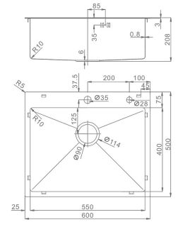 Кухонная мойка Raglo R701.6050.03 60см золотой сатин