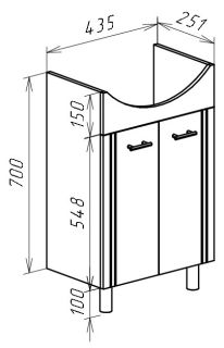 Тумба под раковину Bellezza Уют 45см белая 00000002059