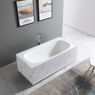 Ванна из искусственного камня ABBER Blitz AS9501GB 180x85см белый мрамор