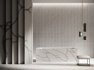 Ванна из искусственного камня ABBER Blitz AS9502GB 180x80см белый мрамор AS9502GB