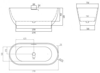 Ванна из искусственного камня ABBER Frankfurt AM9941MBG 170x75см тёмно-зелёный матовый