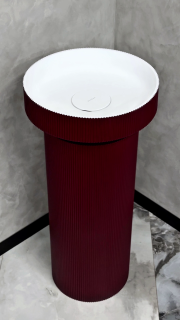 Накладная раковина с пьедесталом золото Armadi Art Sole Corian 801-R-BUR+801-Base-R-BUR бургунди