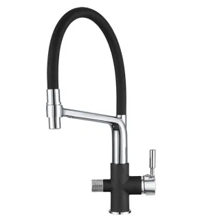 Смеситель для кухни Granula 0075 ШВАРЦ хром черный