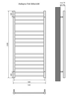 Водяной полотенцесушитель Aquatek Либерти AQ RR1610CH П16 50x110см хром