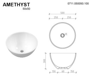 Раковина Whitecross Amethyst 0711.050050.200 50см белый матовый