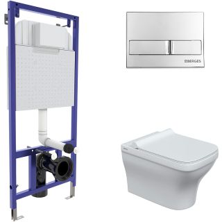 Комплект Berges 4в1 042448: инсталляция NOVUM кнопка L3 хром глянец унитаз Strati Rimless сиденье Strati Slim SO