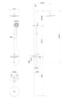 Душевая стойка Wonzon & Woghand Click WW-N3S962-BGG тёмный графит