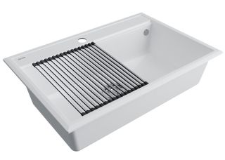 Комплект Paulmark: мойка Stepia 80 и ролл-мат Step PM117551-WH+R375-BS белый/брашированная нержавеющая сталь