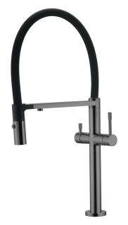 Смеситель для кухни Boheme Uno 115-SGM с краном для питьевой воды антрацит глянец