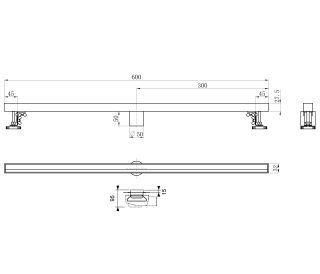 Душевой лоток Wonzon & Woghand WW-65406M-GM 60 см тёмный графит