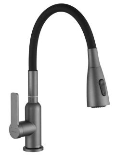 Смеситель для кухни Shevanik S843T-3 оружейная сталь/чёрный