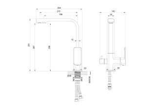 Смеситель для кухни Wonzon & Woghand WW-88458004-CR с подключением фильтра хром