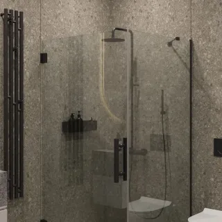 Душевой уголок на петлях by Deonria U-100-99-8-T-B 100x94см чёрный/прозрачный