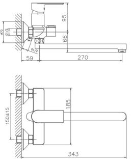 Смеситель для ванны Haiba HB22505 хром