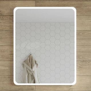 Зеркало STWORKI Монтре Мон.02.80/W 80 с подсветкой, сенсор на зеркале, квадратное, белое, настенное