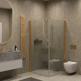 Душевой уголок на монопетле by Deonria U-80-79-6-T-GR 80x79см золото/прозрачный