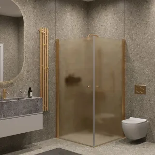 Душевой уголок на монопетле by Deonria U-80-79-6-BR/M-GS 80x79см золото/бронза матовая