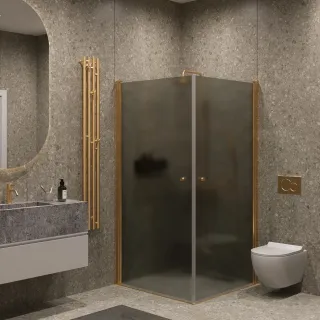 Душевой уголок на монопетле by Deonria U-90-89-6-GM-G1 90x89см золото/графит матовый